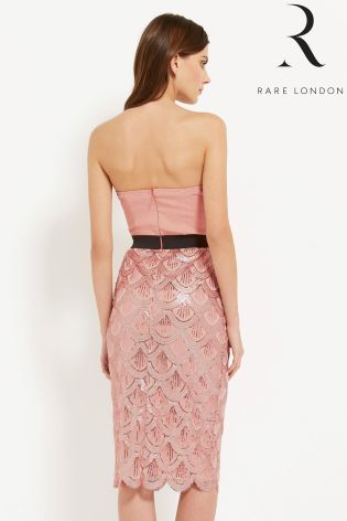 Rare Sequin Scallop Edge Midi Dress